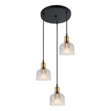 Lámpara Colgante Vintage Cristal Asgar 180w 2g Iluminación Color Negro