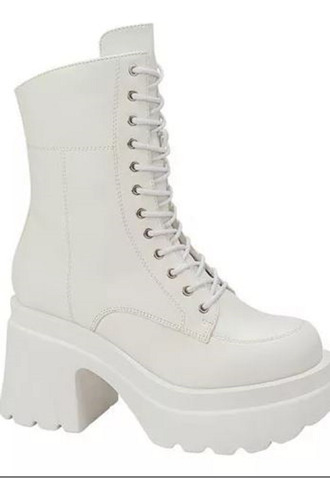 Bota Militar Para Dama Belinda Moda Color Blanco 1053461 