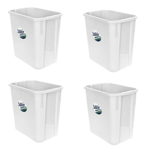 4 Pack Bote De Basura Rectangular 4l Color Blanco