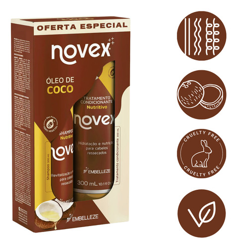 Kit Shampoo Tratamento Cond Capilar Oleo Coco Vitay Novex