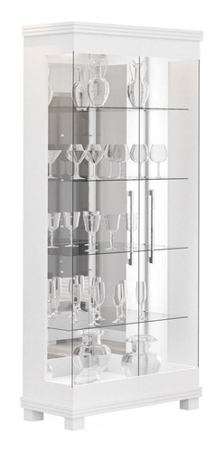 Cristaleira Mdf Moderna Vidro Espelhada Branca Cristal