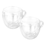 Set 2 Vaso Taza Con Asa Vidrio Doble Pared Hudson 150cc Bz3