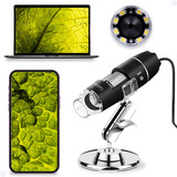 Microscópio Digital Usb Zoom Câmera Lente 1600x Celular Note Cor Preto 110v/220v