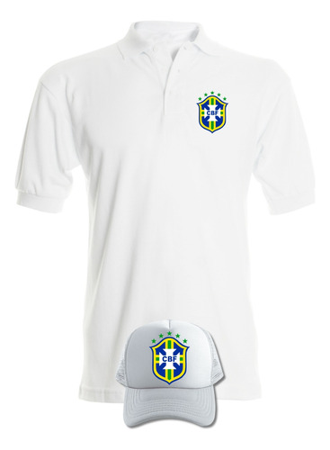 Camiseta Tipo Polo Brasil Obsequio Gorra Serie White