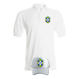 Camiseta Tipo Polo Brasil Obsequio Gorra Serie White