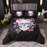 Juego De Edredn De Calavera Floral, Juego De Ropa De Cama De