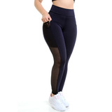 Calça Legging Fitness Suplex Liso Tela E Bolso 9675