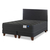 Cama Europea Flex Black King + Respaldo Modern