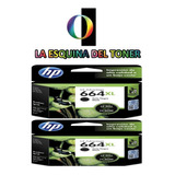 Kit De 2 Cartuchos Hp F6v31al 664xl Negro Orig Alto Rend