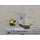1 Elefante Amarelo + 1 Coruja Branca De Porcelana Cod 4304