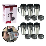 Kit 6 Caneca Termica Para Viagem Aco Inox 400ml Com Tampa