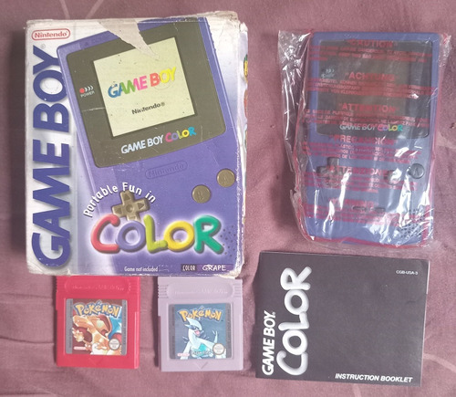 Game Boy Color, En Caja Con Manual  + Pokemon Rojo Y Plata!!