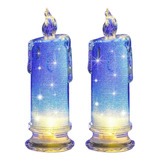 Kit 2 Velas De Led Média Parafina Chama Viva Altura 18 Cm