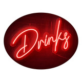 Placa Luminoso Neon De Led - Drinks 60x40cm