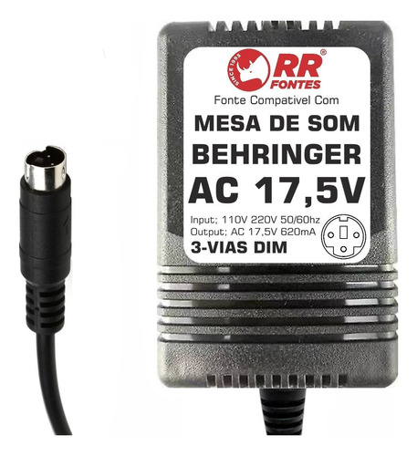 Fonte Ac 17,5v Para Mesa Mixer Behringer Xenyx 502 802 1202