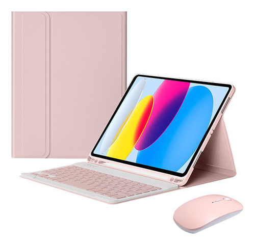 Capa Em Pele Com Teclado E Rato Iluminados Para iPad Air5/4