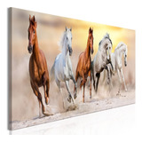 Cuadro Moderno En Tela Canvas Caballos Corriendo 40x90 Cms