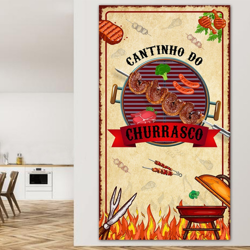 Adesivo Painel Decorativo Papel De Parede Churrasco Cozinha