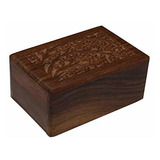 Árbol De La Vida De Tallado A Mano Rosewood Urna Box - Peque