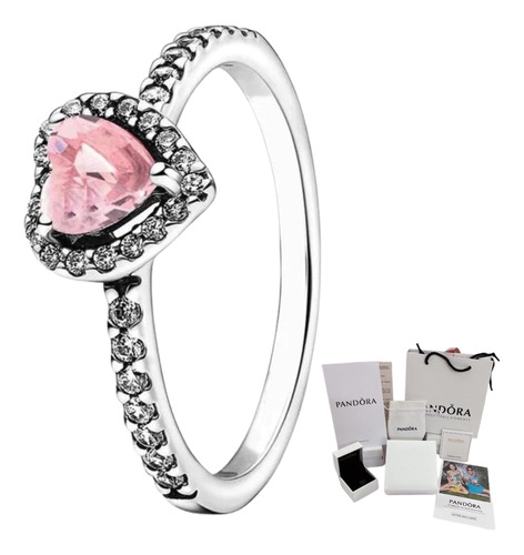 Anillo Promesa Pandora Corazón Rosa 925 + Kit De Regalo