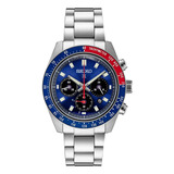 Reloj Seiko Prospex Speedtimer Ssc913p1 100m Hombre Liniers Color De La Malla Plateado Color Del Bisel Azul/rojo Color Del Fondo Azul