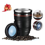 Termo Taza Forma Forma Lente Cámara Café 350ml Negro