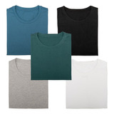 Kit 5 Camisetas Slim Premium 100% Algodão Original Luau 