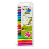 Plumones Mini 24 Colores Carioca (6 Fluorescentes