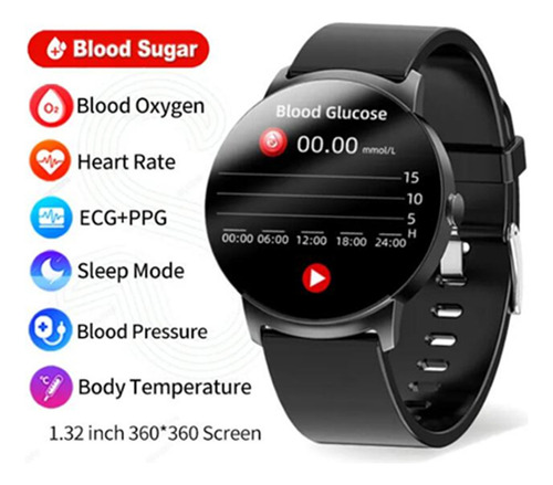 Relógio Inteligente - Mede Glicose, Pressão, Oxigênio, Etc