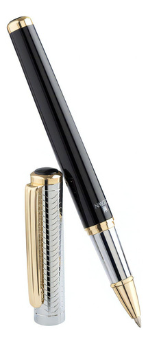 Caneta Crown Regent Rollerball Metal Di29422n Preto E Prata Cor Da Tinta Azul Cor Do Exterior Preto - Prata