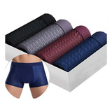 Conjunto De 4 Cuecas Boxer Masculinas Ice Silk, Respiráveis