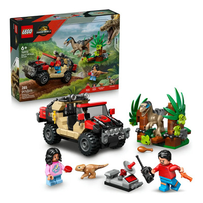 LEGO® Jurassic World Escape En Auto Todoterreno Y Raptor Al Acecho 76972; Juguete Para Niños Que Incluye 2 Dinosaurios, 2 Minifiguras Y Un Auto Todoterreno; 6+ | Meses sin interés