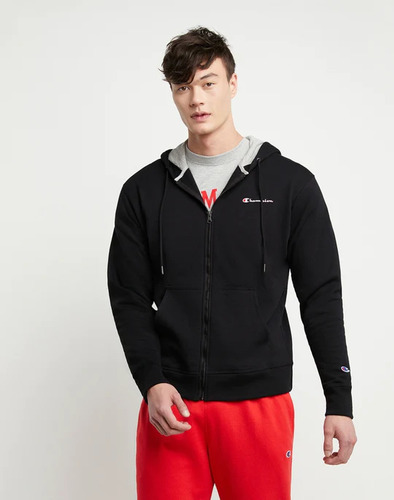 Poleron Hombre Powerblend Graphic Full Zip Champion Black