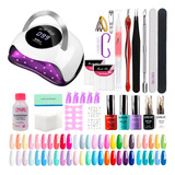 Kit Uñas Manicura Gelificadas Cabina Max Uv Led 120w