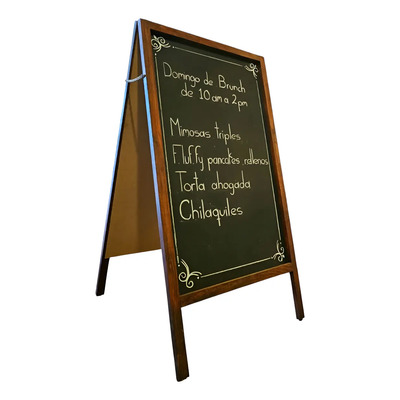 Pizarrón De Cafeteria Madera Nogal 99x59cm Doble Vista | Envío gratis