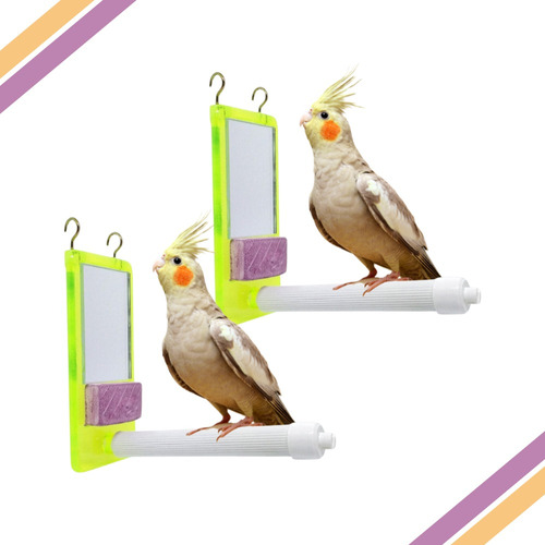 2 Espelhos C/ Cálcio Bica Bica - Brinquedos Aves Calopsitas