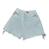 Short Jeans Mom Roto Rigigo S/bolsillos Abierto Adelante