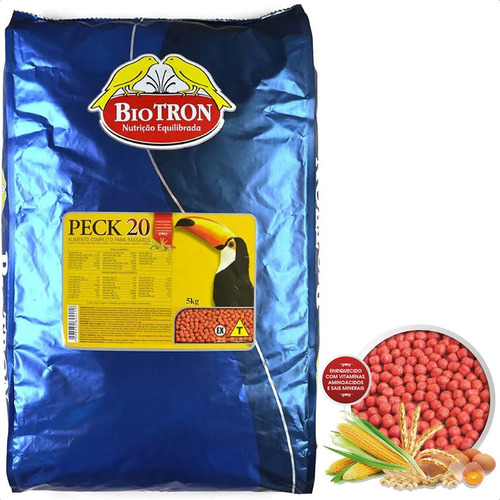 Ração Extrusada Para Tucanos E Araçaris Biotron Peck 20 5kg