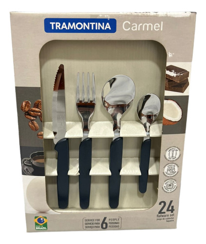 Cubiertos Carmel Tramontina Juego 24 Pzas Cocina Set Vajilla