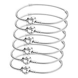 6 Pcs Pulsera Original Plata Incluye Estuche Y Bolsa