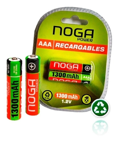 Combo Pilas X2 Recargables Noga Aaa Blister Ni-metal 1300mah