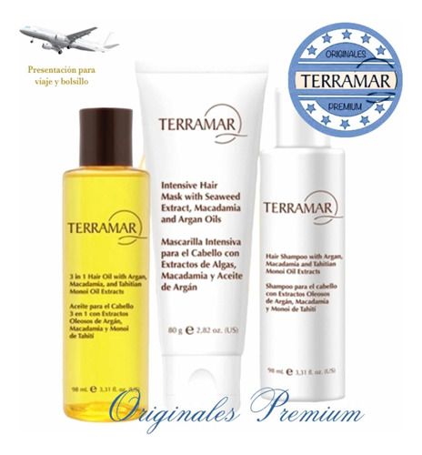 Kit Set De Viaje Terramar Óleo+ Mascarilla Capilar+ Shampoo