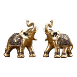 2 Uds., Estatua De Elefante Dorado, Decoración, Estantería