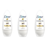 Desodorante Rollon Dove 50 Ml Feminino Invisible - Kit C/3un