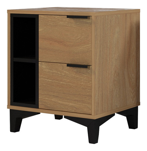 Velador Dormitorio Mood 2e 2c Color Negro/ Madera