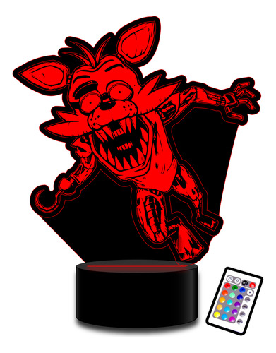 Lampará 3d Foxy Five Nights At Freddys C/ Control Remoto