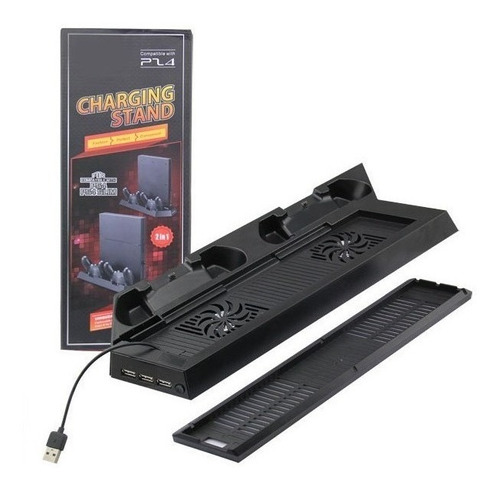 Base Suporte Cooler Carregador 3 Usb Compatível Ps4 Slim Fat