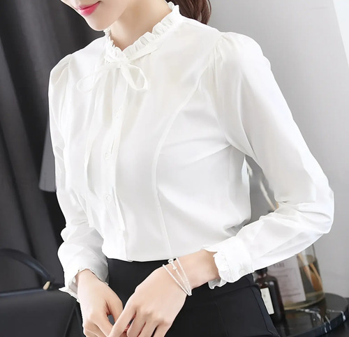 Blusa Casual Mangas Largas De Sólido Camisa Moda Para Mujer | MercadoLibre