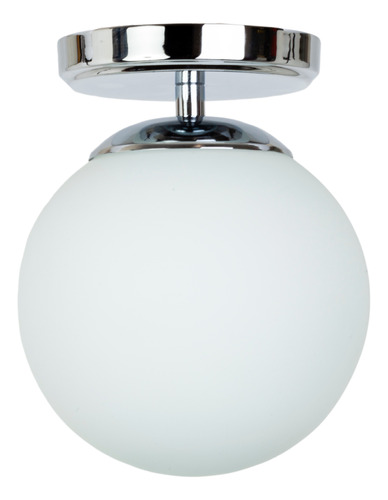 Aplique Plafon 1 Luz Elyn Cromo Globo Opal 15 Cm Apto Led