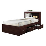 Cama Medieval Twin-size Con 3 Cajones Y Cabecera De Caoba